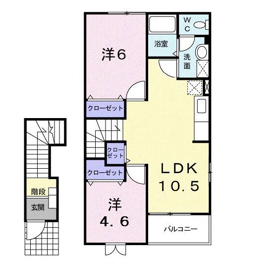 マザーヒロ(2LDK/2階)の間取り写真
