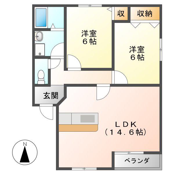 エルグランド(2LDK/1階)の間取り写真
