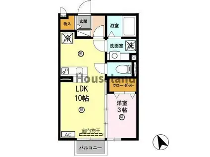 エスポワール金龍寺(1LDK/2階)の間取り写真