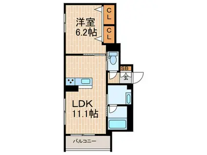 AVENIR旭ヶ丘(1LDK/1階)の間取り写真