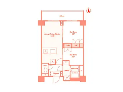 ディームス横濱神之木台(2LDK/3階)の間取り写真