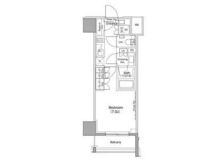 ザ・パークハビオ麻布十番(1K/4階)の間取り写真