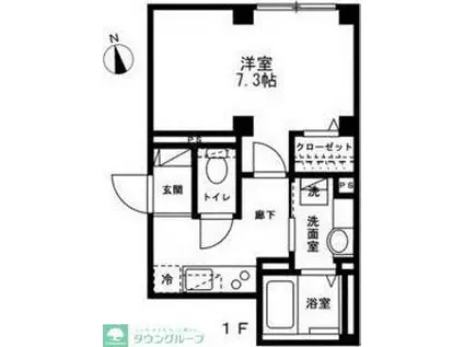 シュヴァル ブラン(1K/1階)の間取り写真