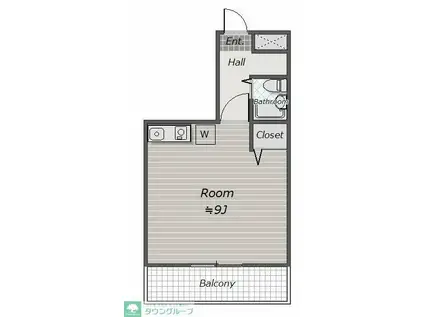 グランピア湘南(ワンルーム/2階)の間取り写真