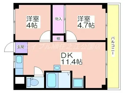 リアライズ玉出(2DK/4階)の間取り写真