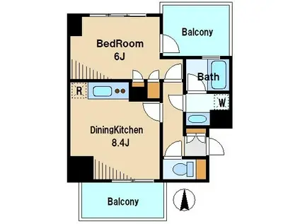KS新中野(1LDK/3階)の間取り写真