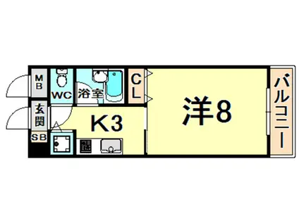 エクセラ新伊丹(1K/4階)の間取り写真