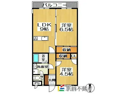 ロイヤルアスコット東屋形(2LDK/3階)の間取り写真