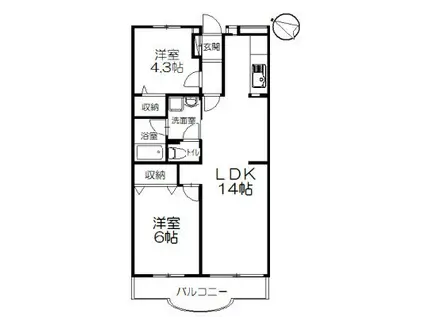 Y・H湘南(2LDK/3階)の間取り写真