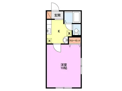 ＪＲ越後線 小針駅 車で10分 2階建 築22年(1K/1階)の間取り写真