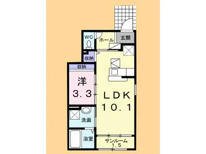 ヴィラフェリーチェIV(1LDK/1階)の間取り写真