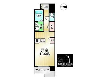 グランクリュ佐古 イースト(1K/10階)の間取り写真