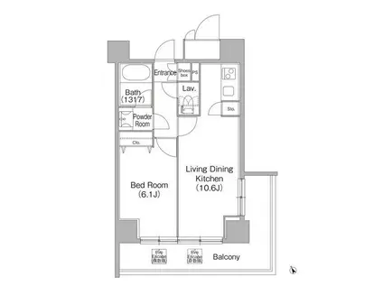 コンフォリア白金高輪(1LDK/12階)の間取り写真