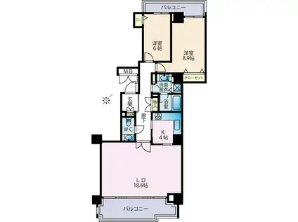 パークハウス多摩川 南五番館(2LDK/4階)の間取り写真
