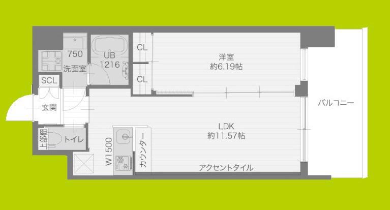 プレジオ城東(1LDK/9階)の間取り写真