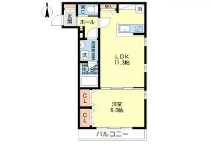 リブエ塚口(1LDK/2階)の間取り写真