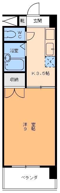 サニーハイツみゆき(1K/2階)の間取り写真