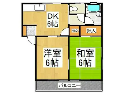 三上ハイツII(2DK/1階)の間取り写真
