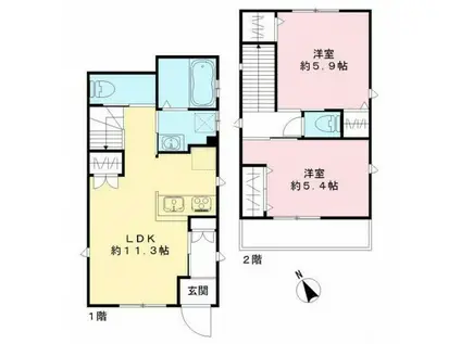 CLARE クラレ(2LDK/1階)の間取り写真