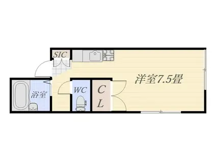 光ハイツ(ワンルーム/2階)の間取り写真