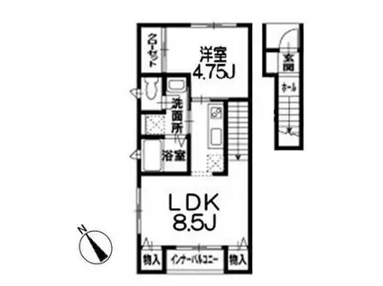 カサブランカ吉祥寺(1LDK/2階)の間取り写真