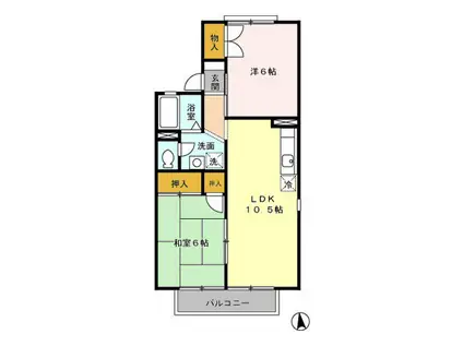 アムールビブレB棟(2LDK/2階)の間取り写真