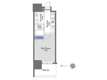 プライムメゾン早稲田(1K/13階)の間取り写真