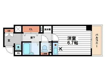 クリザンテーメ大手前(ワンルーム/7階)の間取り写真