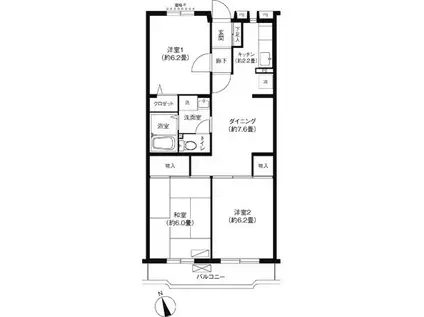 ノーベルコート(3DK/2階)の間取り写真