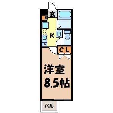 ヒルズ川名(1K/2階)の間取り写真
