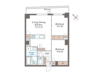 SYMPHONY MARE(2LDK/4階)の間取り写真