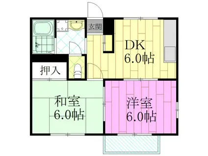 清水ハイツ(2DK/1階)の間取り写真