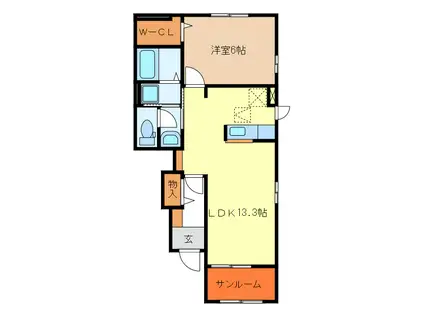 第二東雲(1LDK/1階)の間取り写真