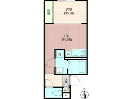 足立区千住緑町2丁目(1DK/2階)の間取り写真