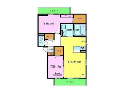 クランベリー(2LDK/3階)の間取り写真