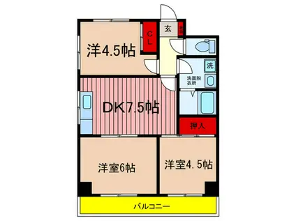 リバ-サイド舟渡(3DK/4階)の間取り写真