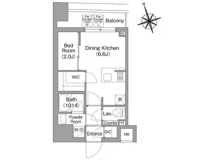 コンフォリア・リヴ八丁堀(1DK/8階)の間取り写真