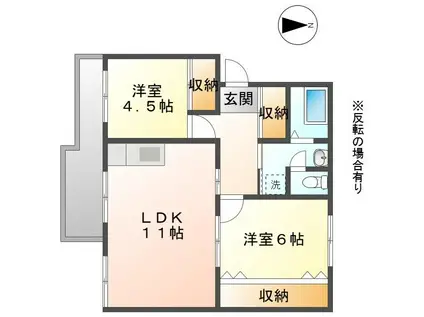 BLUE SKY ONE明野2番館(2LDK/1階)の間取り写真