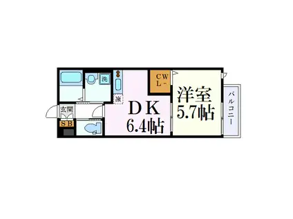 BUENA CASA 西千葉(1DK/2階)の間取り写真