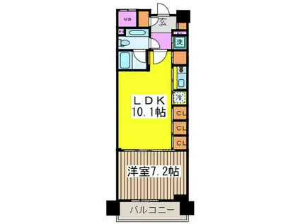 プライムアーバン日本橋横山町(1LDK/7階)の間取り写真