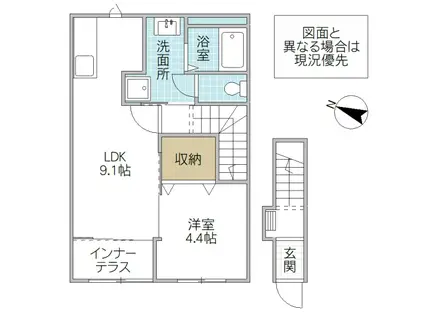 MAISONTAKAHASHI(1LDK/2階)の間取り写真