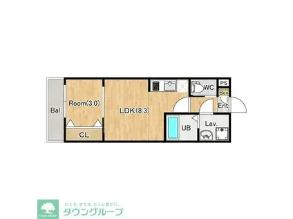 ジーメゾン桜田島(1LDK/3階)の間取り写真