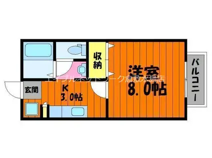 えとあタウンA棟(1K/2階)の間取り写真