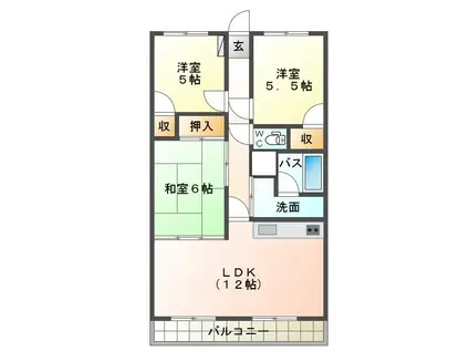 エステート1(3LDK/7階)の間取り写真