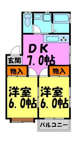 サンハイツ(2DK/2階)の間取り写真