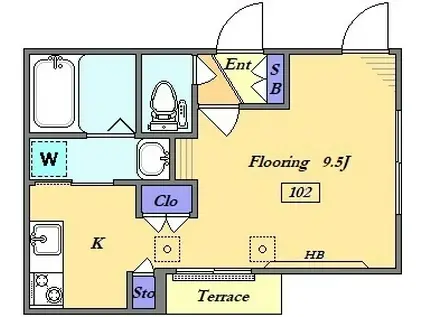 COURAGE三軒茶屋(1K/1階)の間取り写真