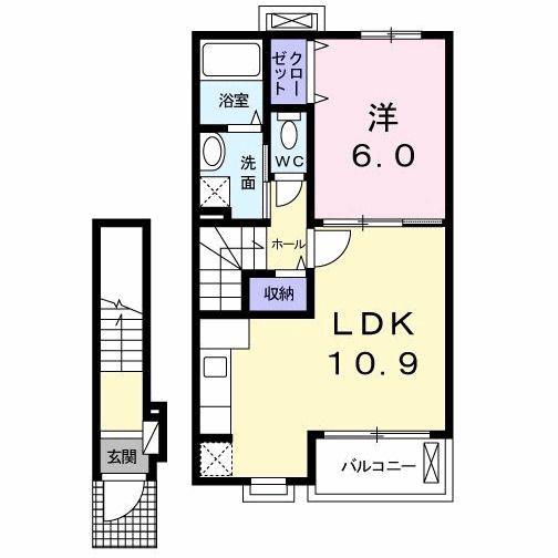 エテルノカーサ門司港(1LDK/2階)の間取り写真