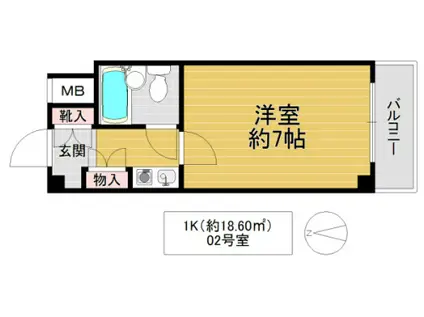 ライラックパークサイド鶴見(1K/2階)の間取り写真