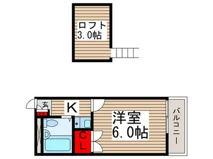 トレインハウス(1K/1階)の間取り写真