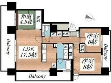 ディーグラフォート琴似メトロポリスビアン・ヴェルデコート(3LDK/10階)の間取り写真